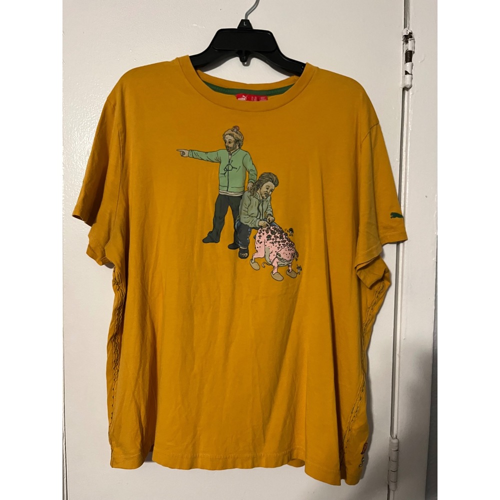 Puma x Kozyndan Amsterdamned Graphic T-Shirt Mustard Yellow Mens XXL Art Tee